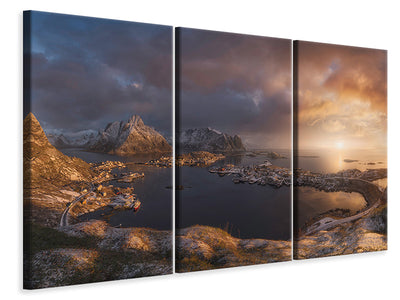 3-piece-canvas-print-sunrise-over-reine