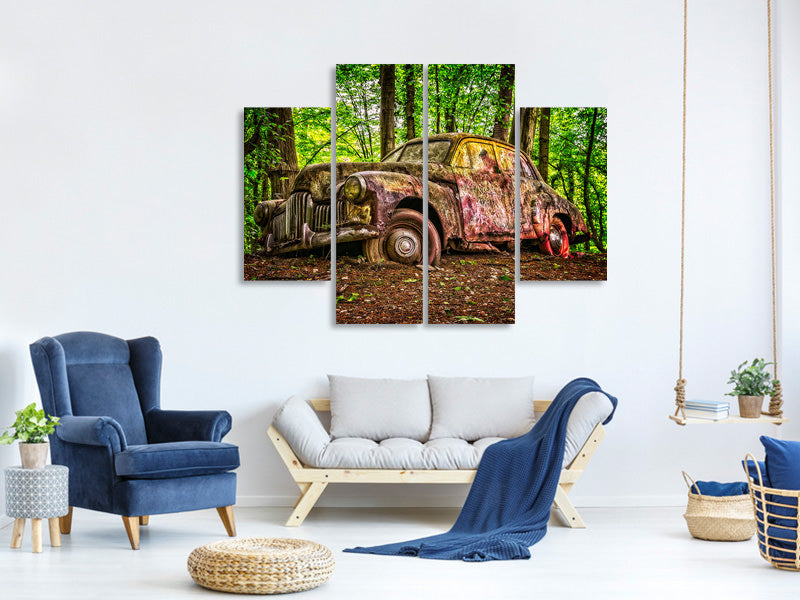 4-piece-canvas-print-abandoned-classic-car