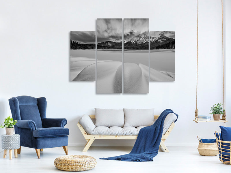 4-piece-canvas-print-pyramid-lake-in-winter