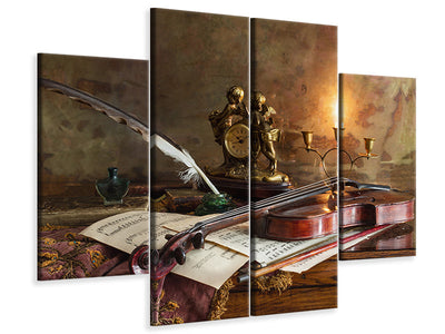 4-piece-canvas-print-still-life-with-violin-and-clock