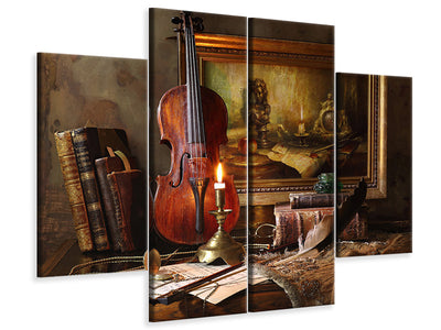 4-piece-canvas-print-still-life-with-violin-and-painting-ii