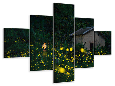 5-piece-canvas-print-a-little-girl-and-firefly