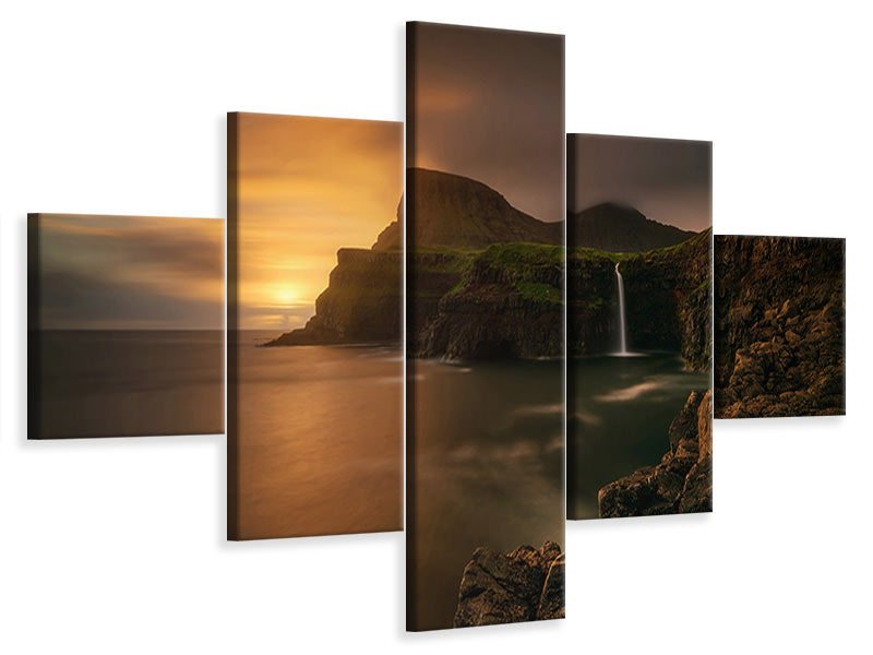5-piece-canvas-print-arnafjall-sunset