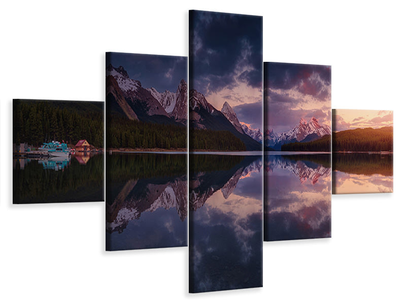 5-piece-canvas-print-maligne-mountains