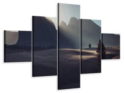 5-piece-canvas-print-morning-in-dolomites