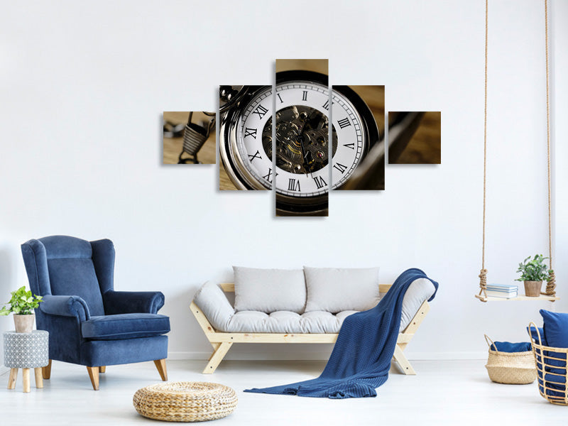 5-piece-canvas-print-retro-clock