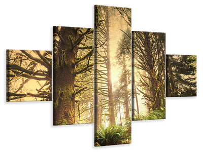 5-piece-canvas-print-sunset-in-jungle