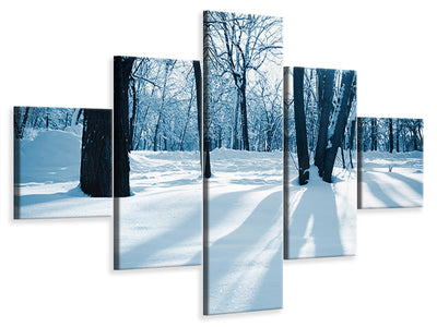 5-piece-canvas-print-the-forest-without-tracks-in-the-snow