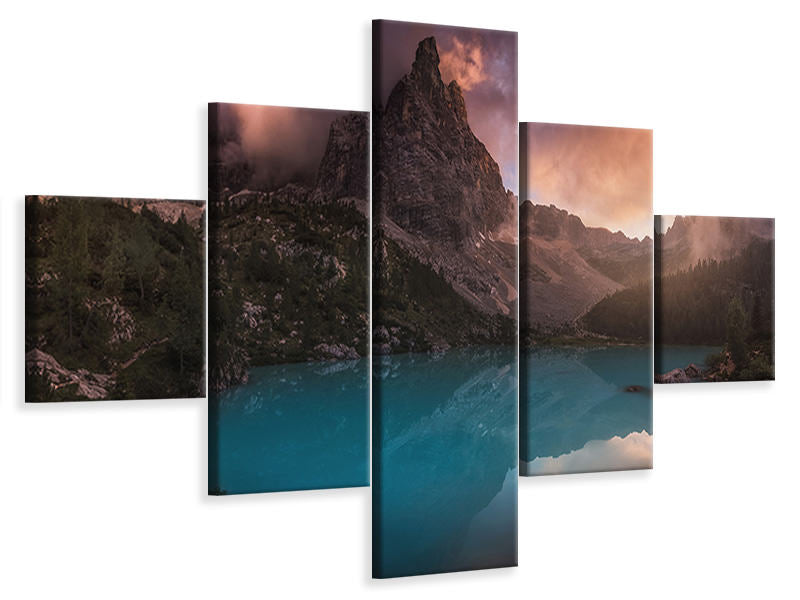 5-piece-canvas-print-turquoise-refection