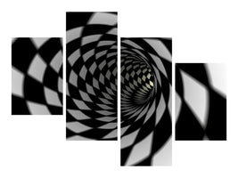 modern-4-piece-canvas-print-abstract-tunnel-black-white