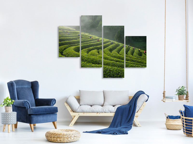modern-4-piece-canvas-print-green-tea-farm