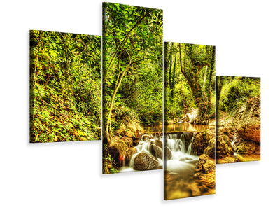 modern-4-piece-canvas-print-waterfall-in-the-forest