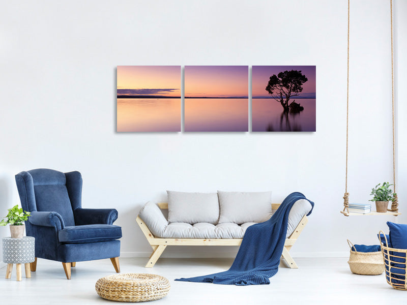 panoramic-3-piece-canvas-print-sunset-on-the-tree-in-the-water