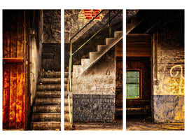 3-piece-canvas-print-abandoned-stairs