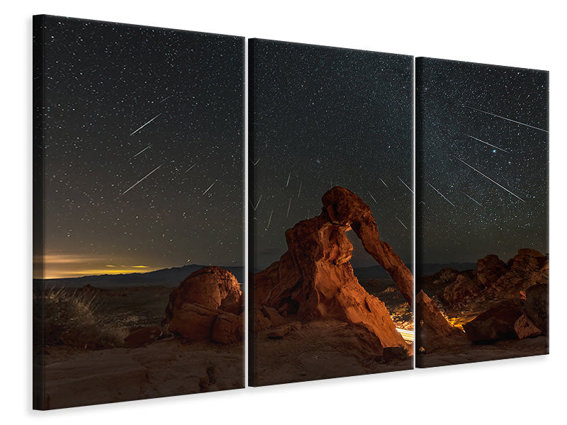 3-piece-canvas-print-geminid-meteor-shower-above-the-elephant-rock
