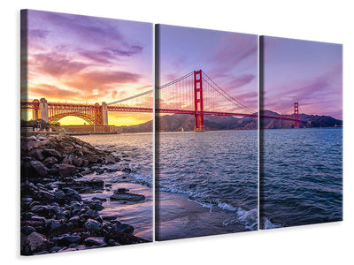 3-piece-canvas-print-golden-gate-in-the-evening