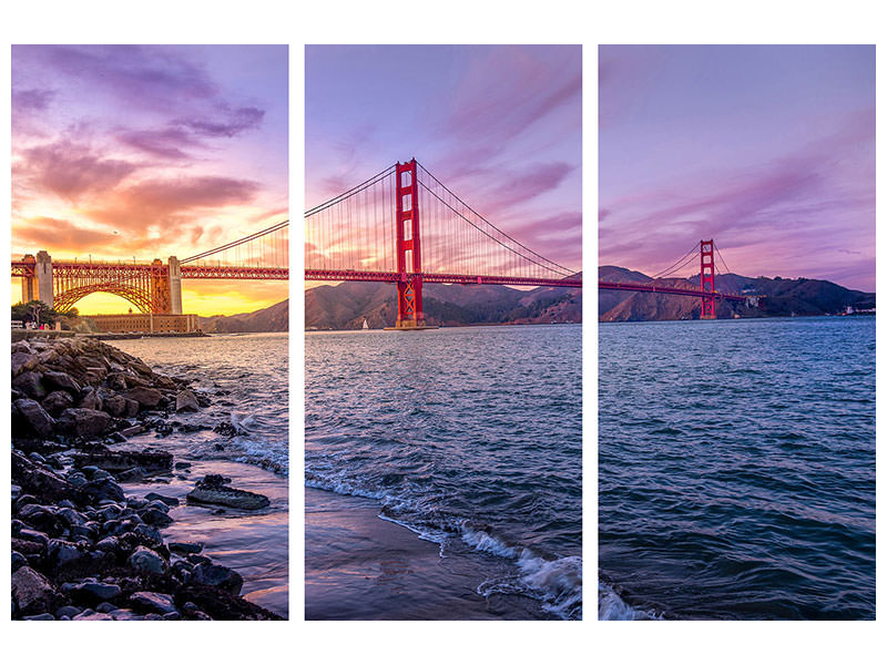3-piece-canvas-print-golden-gate-in-the-evening