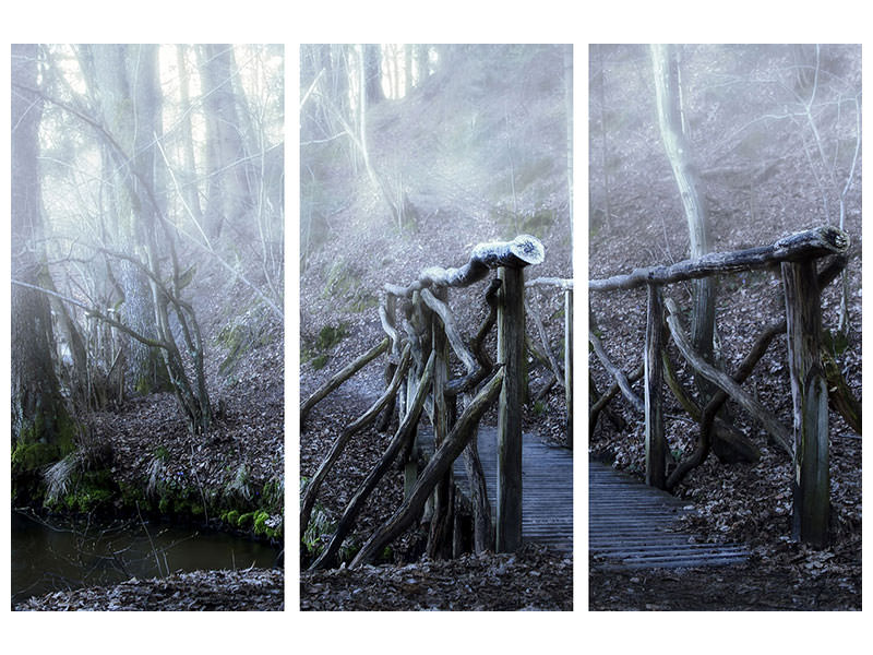 3-piece-canvas-print-old-wooden-bridge-in-the-forest