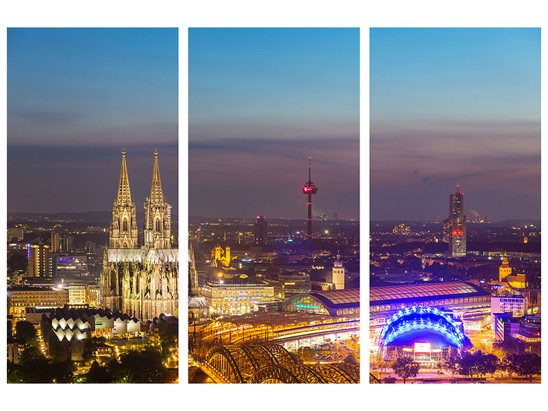 3-piece-canvas-print-skyline-cologne-cathedral-at-night