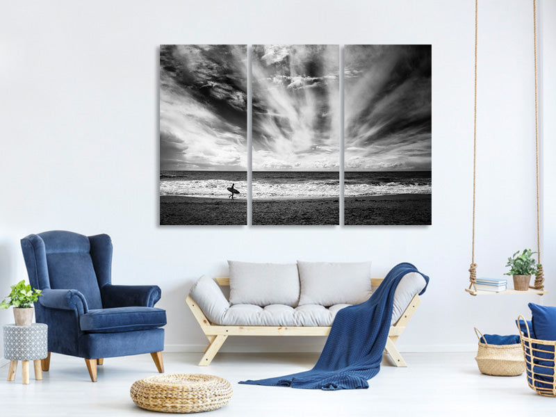 3-piece-canvas-print-the-loneliness-of-a-surfer