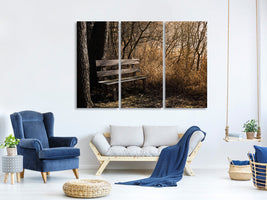 3-piece-canvas-print-wooden-bench-in-the-forest