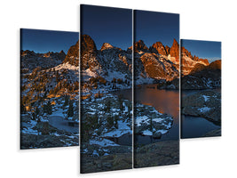 4-piece-canvas-print-minaret-lake-first-light