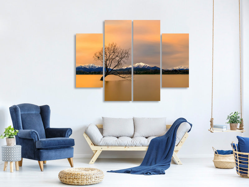 4-piece-canvas-print-morning-glow-of-the-lake-wanaka