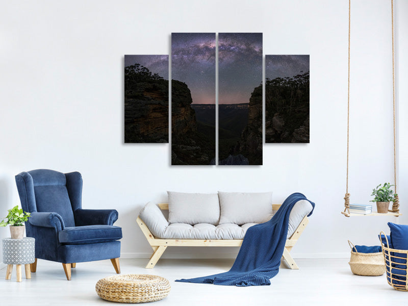 4-piece-canvas-print-night-sky-over-blue-mountains