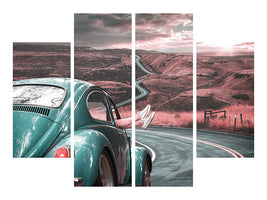 4-piece-canvas-print-on-the-road-with-the-classic-car