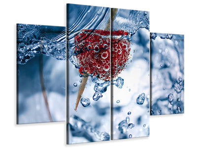 4-piece-canvas-print-raspberry-in-the-water