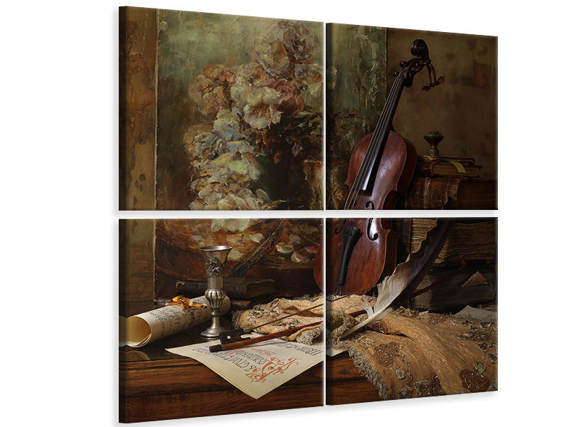 4-piece-canvas-print-still-life-with-violin-and-painting