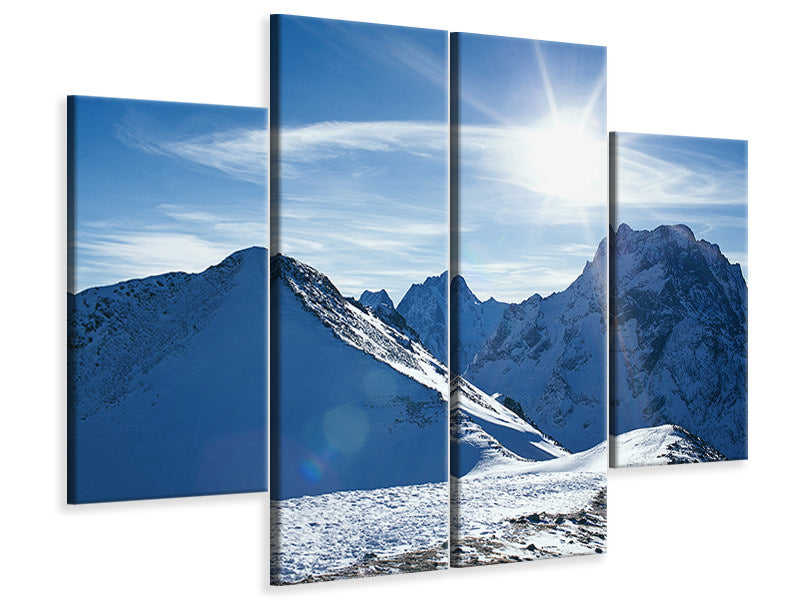 4-piece-canvas-print-the-mountain-in-snow
