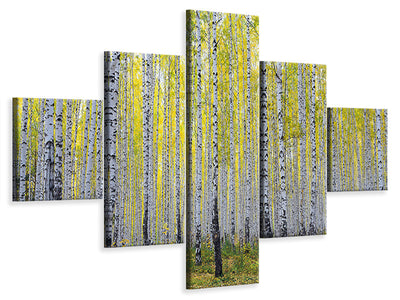 5-piece-canvas-print-autumnal-birch-forest