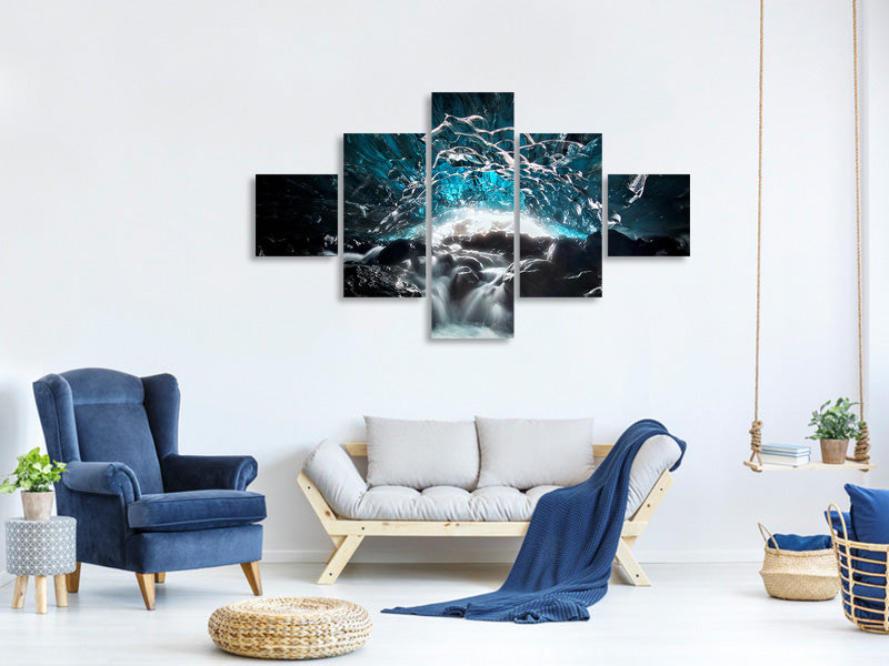 5-piece-canvas-print-blue-glacier-cave