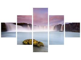 5-piece-canvas-print-godafoss-and-the-moon