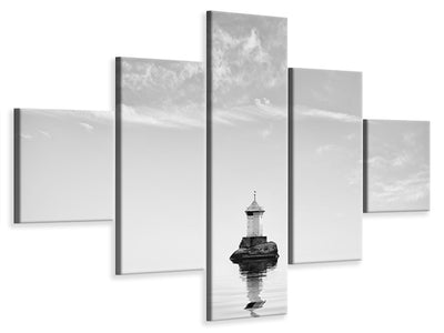 5-piece-canvas-print-lighthouse-in-mist