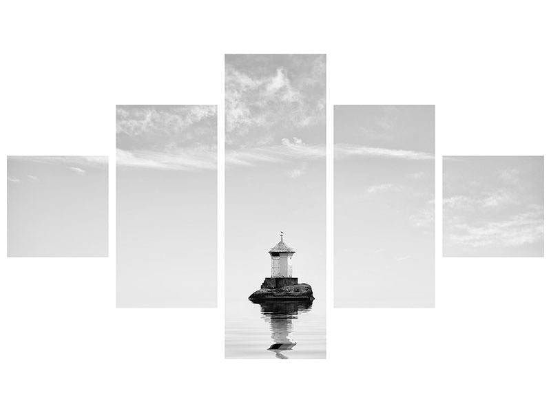 5-piece-canvas-print-lighthouse-in-mist