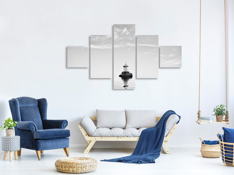 5-piece-canvas-print-lighthouse-in-mist