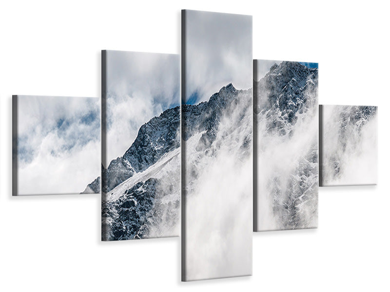 5-piece-canvas-print-mountain-view-with-clouds