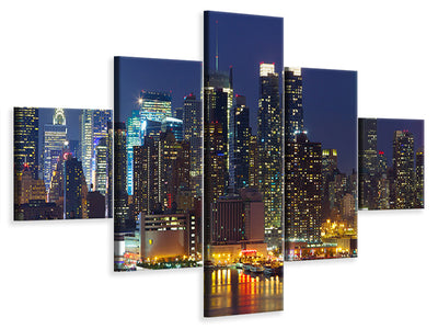 5-piece-canvas-print-skyline-new-york-midtown-at-night