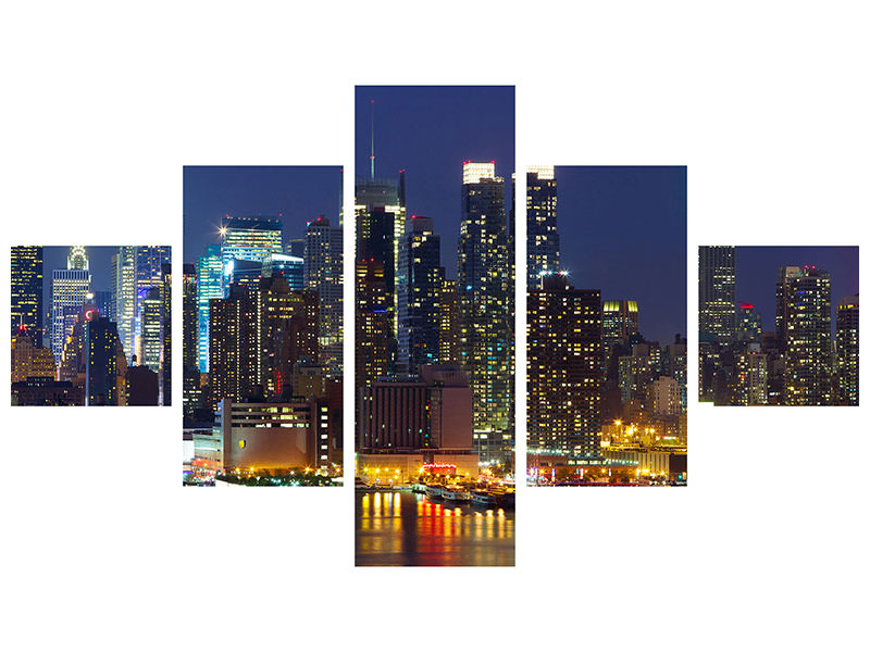 5-piece-canvas-print-skyline-new-york-midtown-at-night