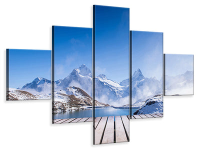 5-piece-canvas-print-sundeck-at-the-swiss-mountain-lake