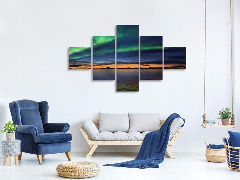 5-piece-canvas-print-sunset-at-andenes