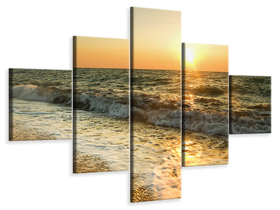 5-piece-canvas-print-sunset-at-sea