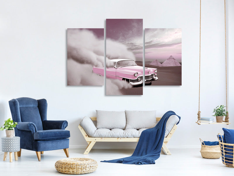 modern-3-piece-canvas-print-vintage-car-in-the-desert-sand