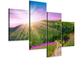 modern-4-piece-canvas-print-a-summer-landscape-at-sunrise