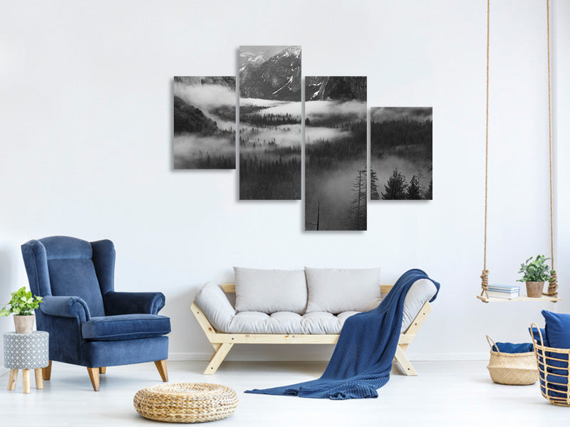 modern-4-piece-canvas-print-fog-floating-in-yosemite-valley