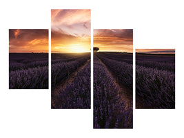 modern-4-piece-canvas-print-lavender-sunset