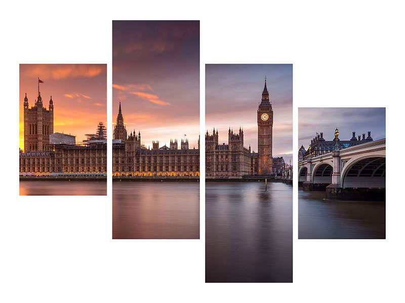 modern-4-piece-canvas-print-london-palace-of-westminster-sunset