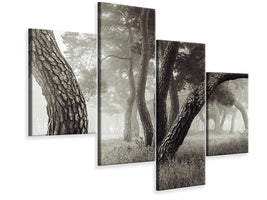 modern-4-piece-canvas-print-pine-grove-in-fog